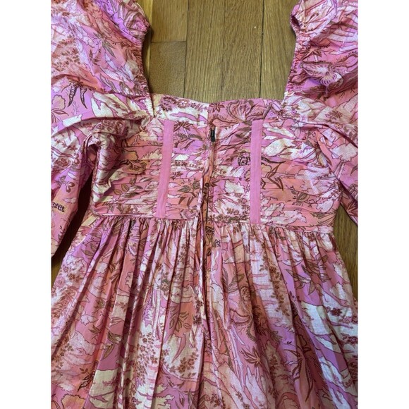 Ulla Johnson Leilani Floral Midi Dress Camellia Pink Puff Sleeve Size 4 - Picture 9 of 9